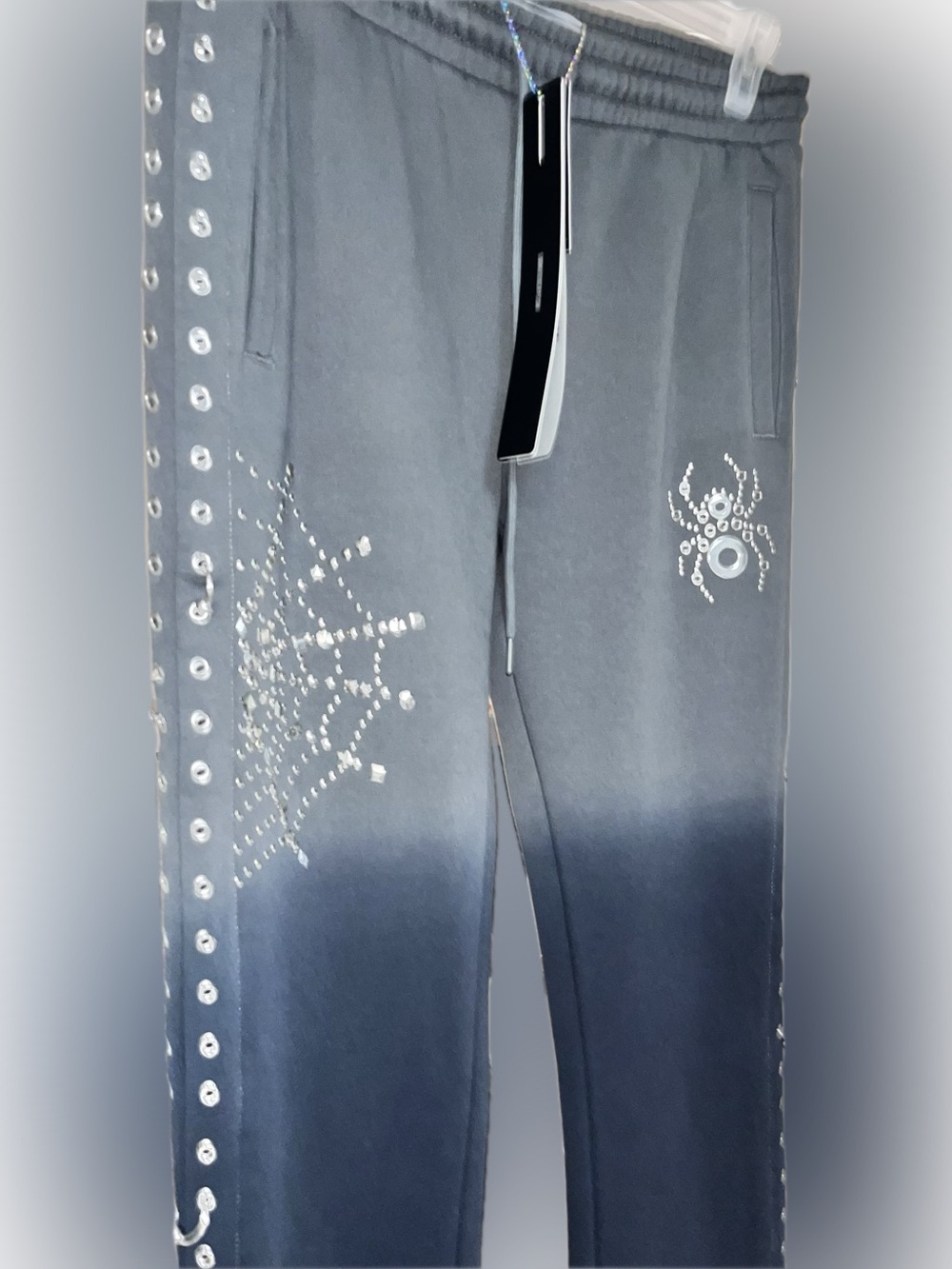 Spiders from Neiman Marcus ombré Embellished Sweatpants spider 🕷️web nwt large